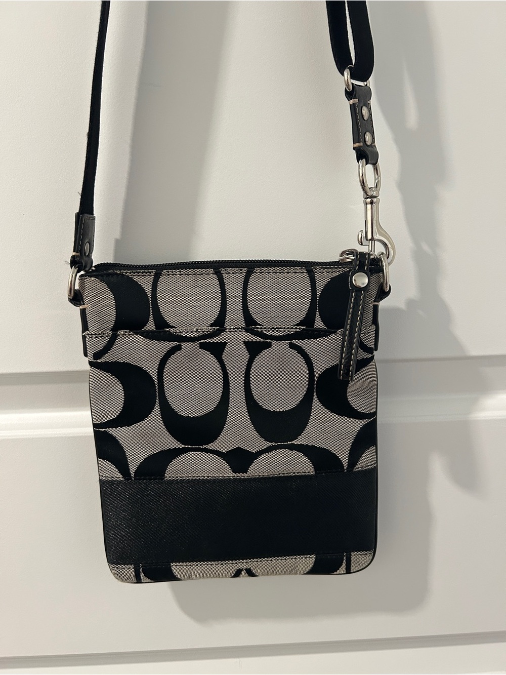 Coach Black and Gray Logo Signature Crossbody Bag
